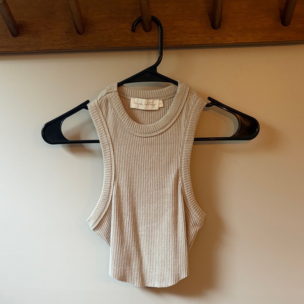 Ribbed Sleeveless Tank Top - Cream
